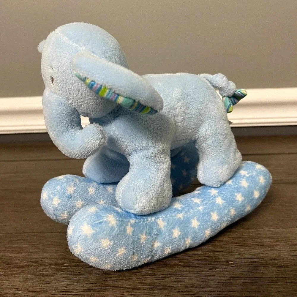 Vintage‎ Babies R Us Blue Elephant Plush Toy Starry Rocker Stuffed Animal